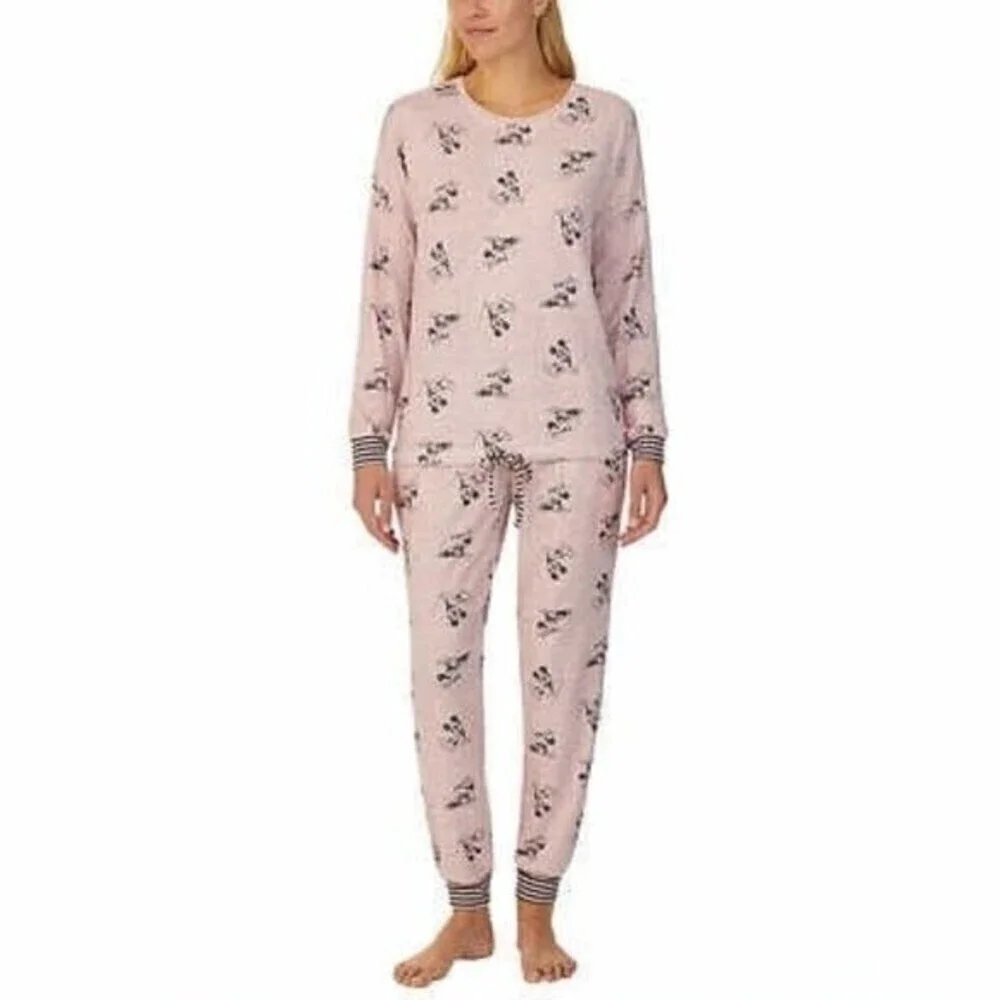 Disney Mickey Minnie Lounge Set Womens Pink 2 Piece Pajama Sleepwear NWT